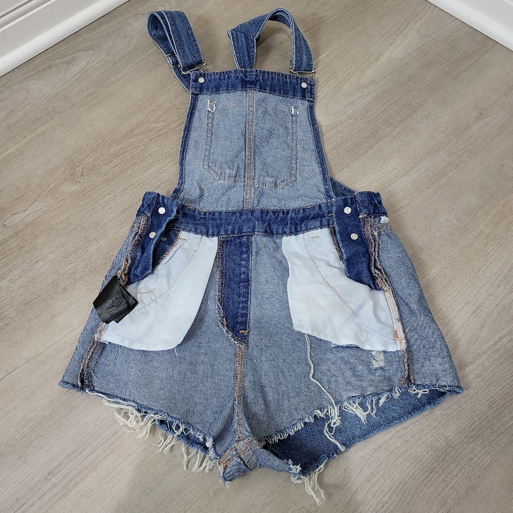 💯 cotton Bootie short jean overalls - Picture 12 of 13